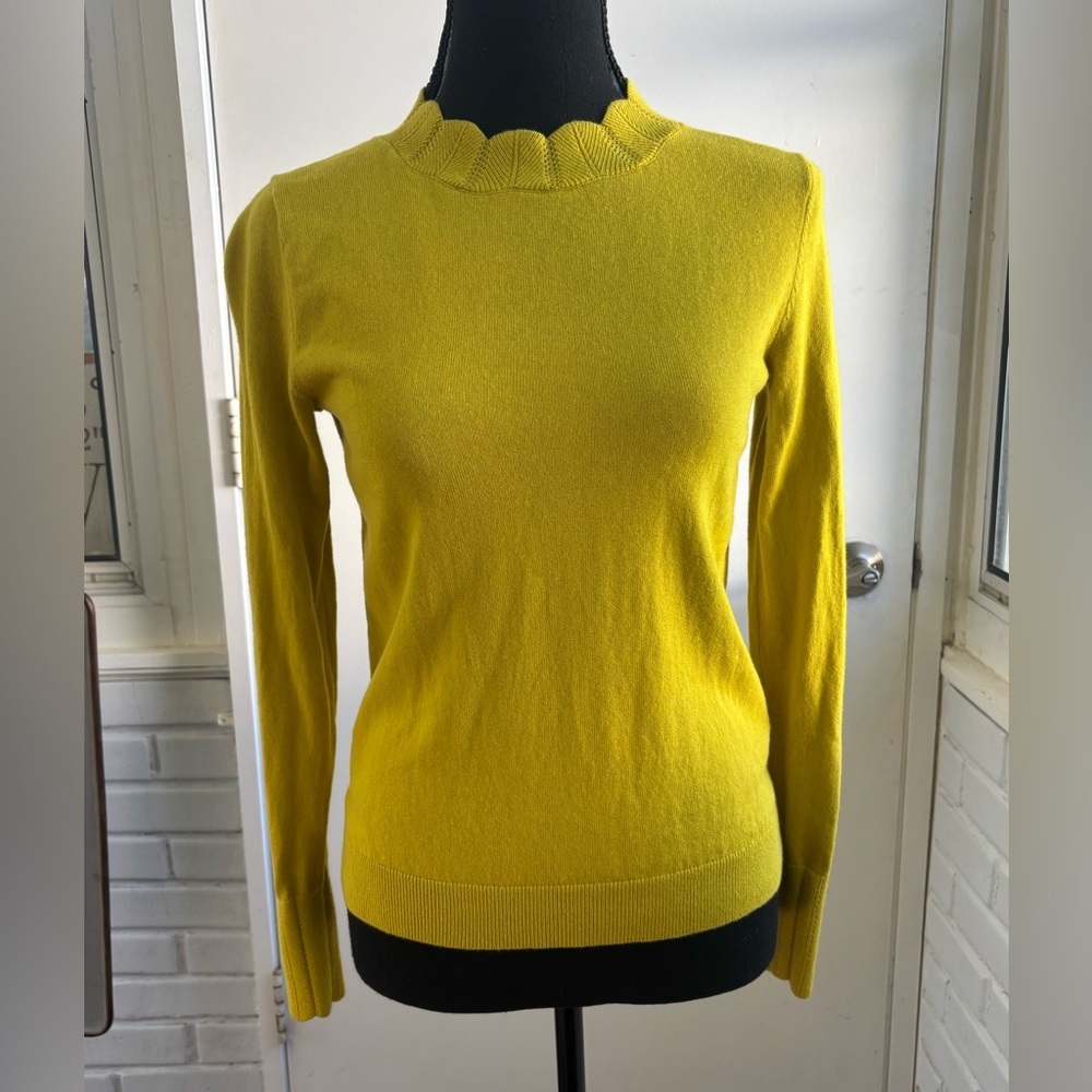Boden Scalloped Mock‎ Neck Wool Blend Sweater 2 holiday workwear classic